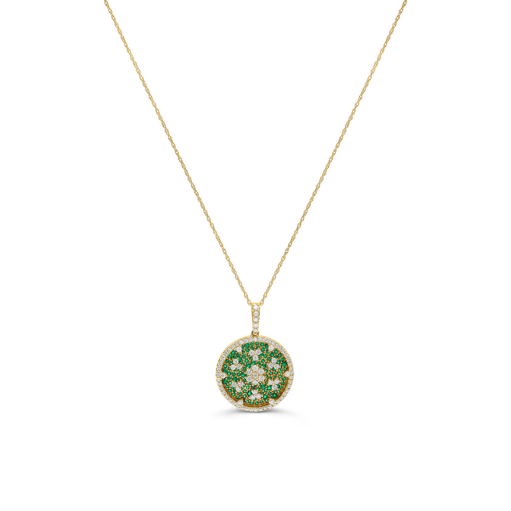 Emerald and Diamond Discus Pendant