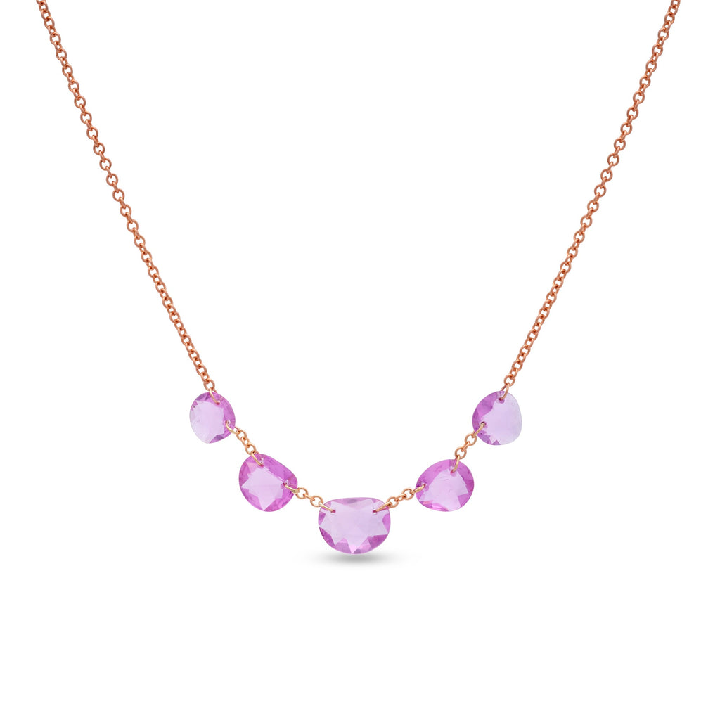 Pink Sapphire Drilled Slice Necklace